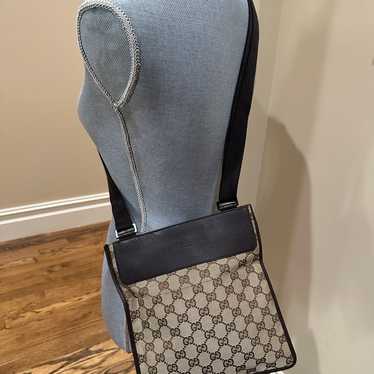 Gucci GG Webbed Monogram Canvas Crossbody Bag