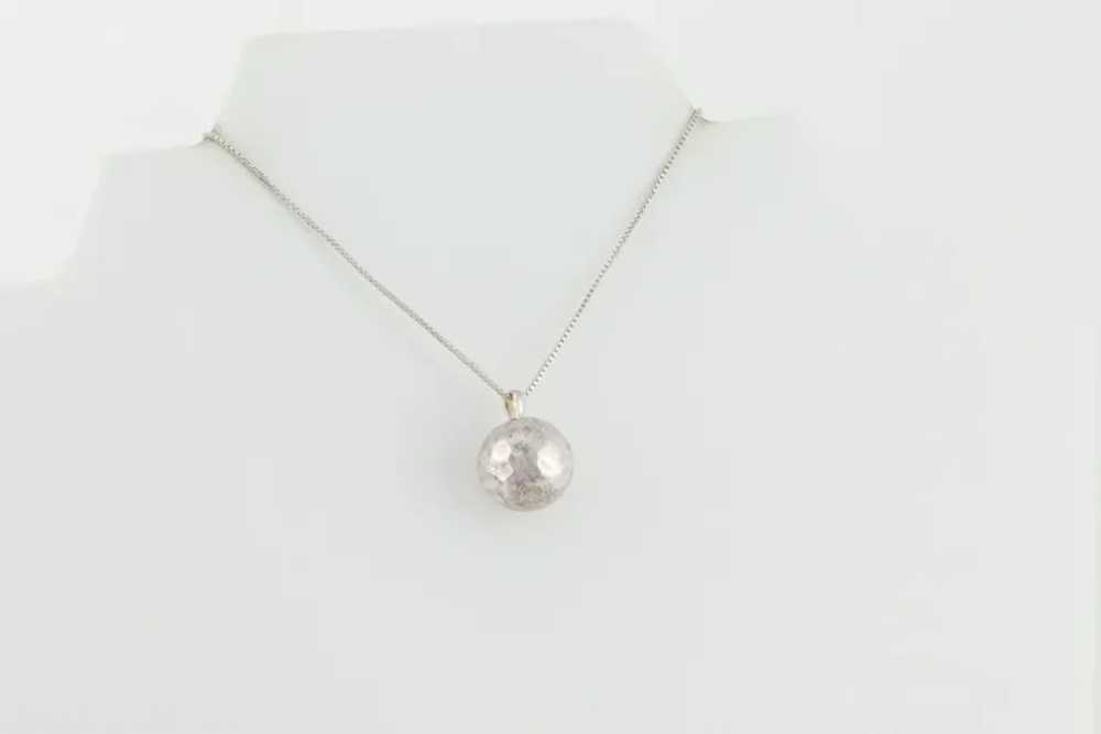 Sterling Silver Hammered Ball Necklace Long 30" S… - image 4