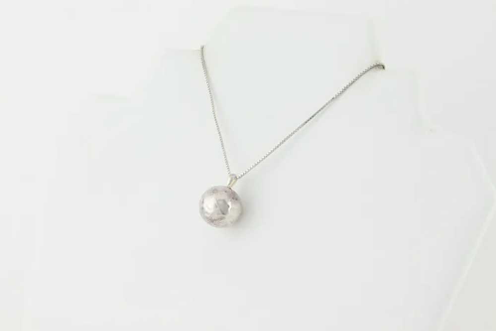 Sterling Silver Hammered Ball Necklace Long 30" S… - image 6