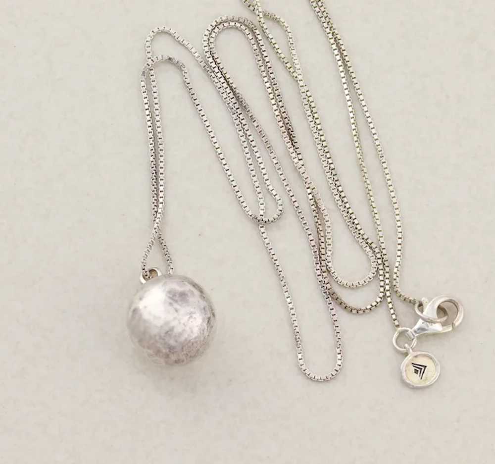 Sterling Silver Hammered Ball Necklace Long 30" S… - image 7