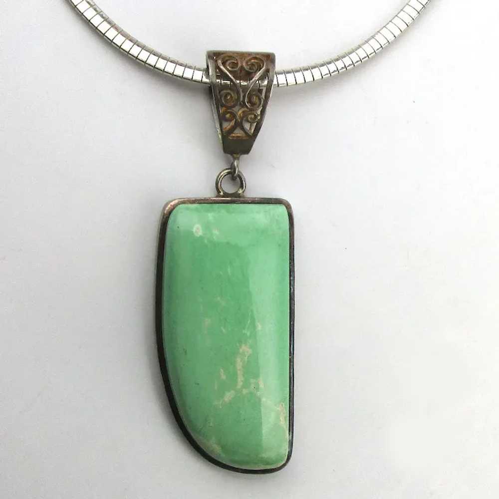 Large Vintage Turquoise Stone Mt. Sterling Silver… - image 2