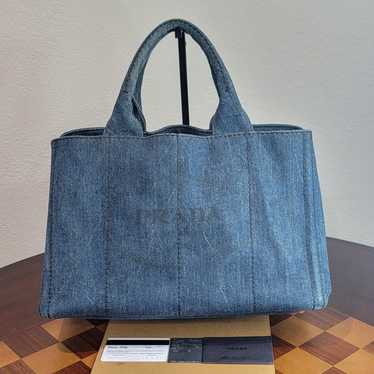 PRADA canapa denim tote