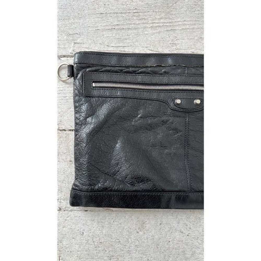 Authentic Balenciaga Black Leather Clip Clutch Bag - image 2