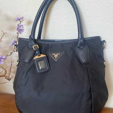 Prada Nylon Black Tote Shoulder bag Nice