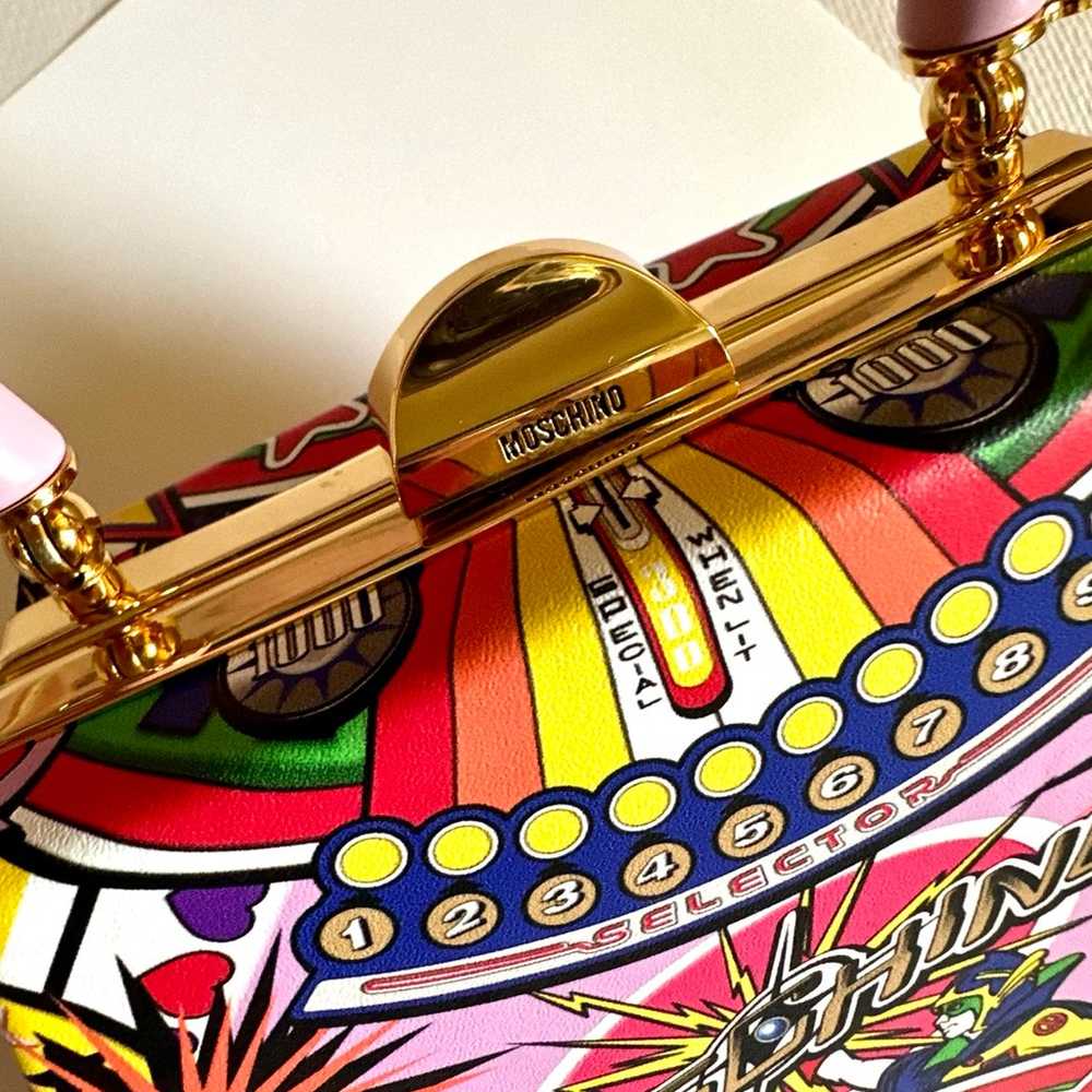 Moschino Pinball Print Calfskin Trapeze Bag - image 7