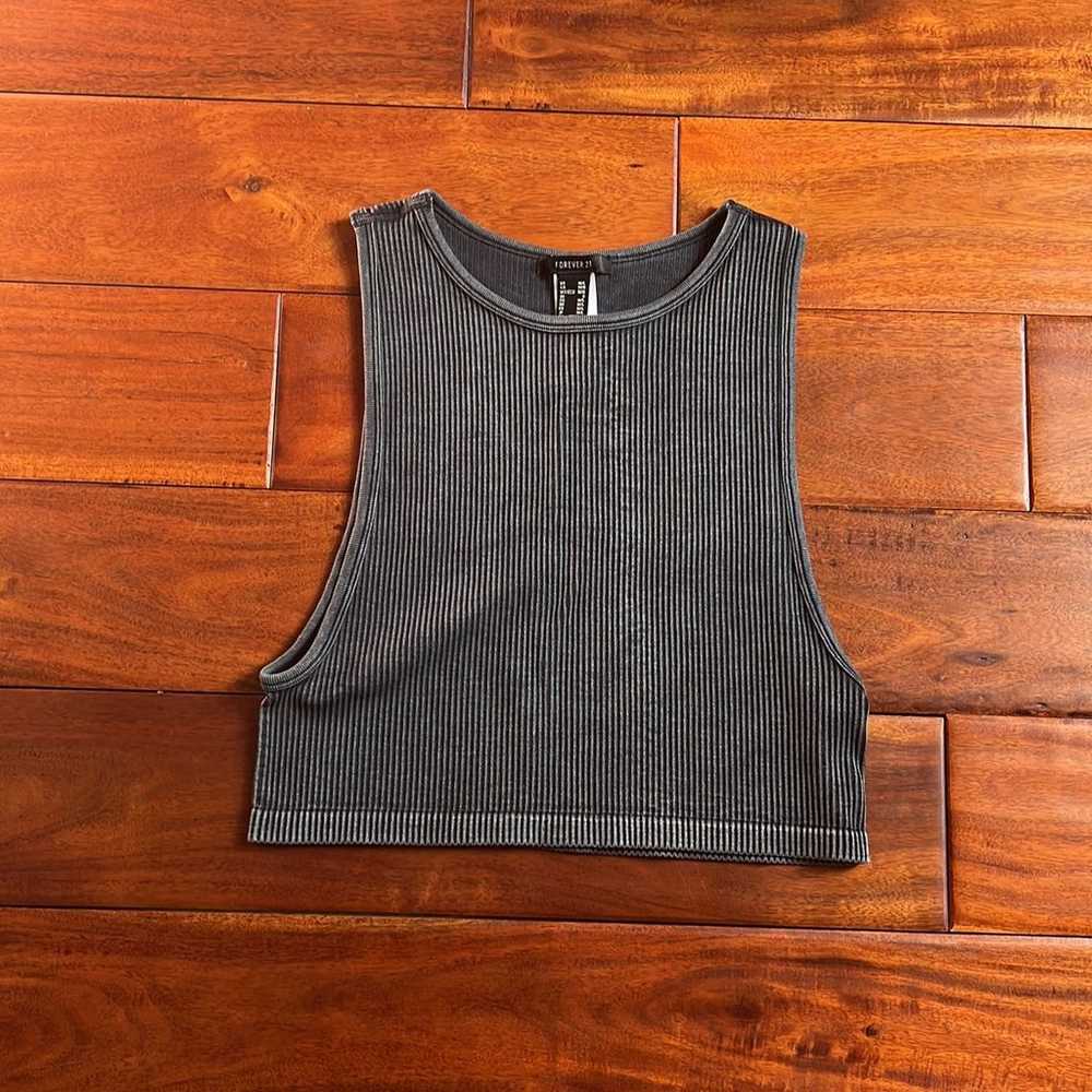 Forever 21 Ribbed Vintage Wash Cropped Tank Top - image 1