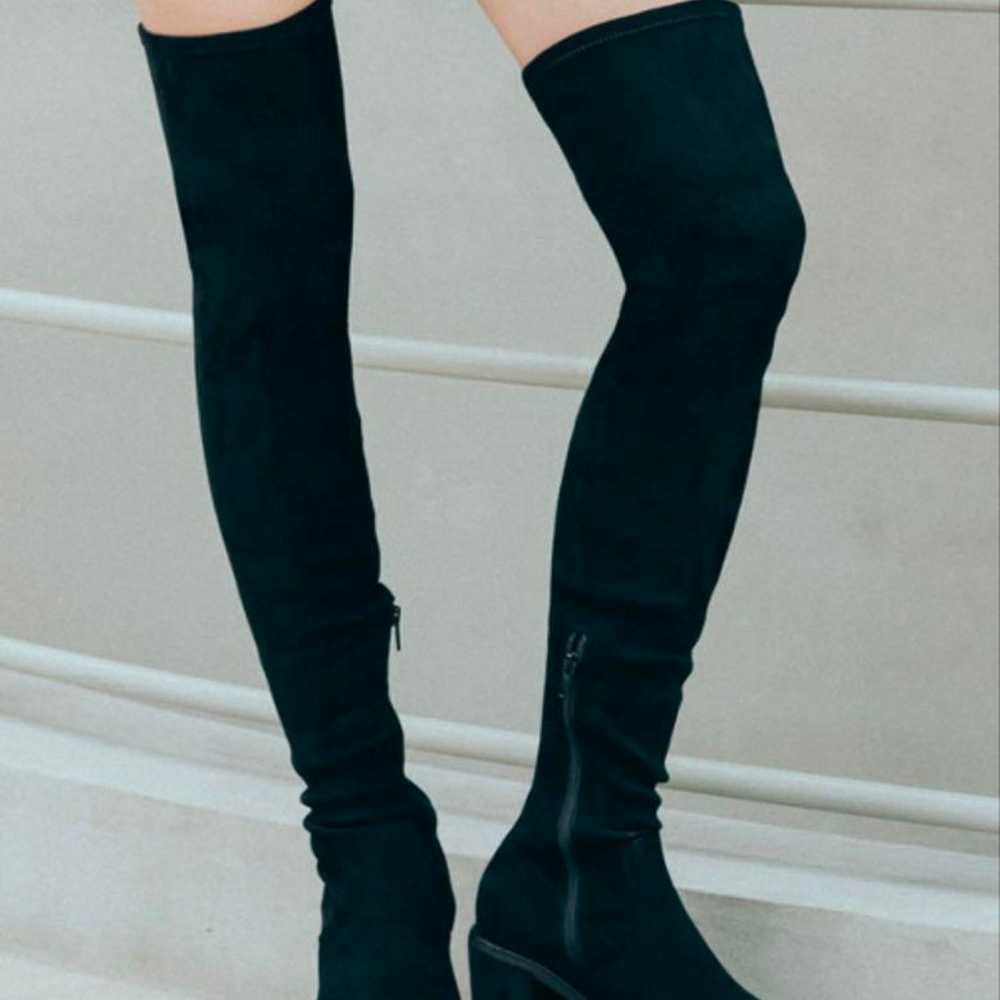 Black Suede-Like Thigh-High Boots - image 2