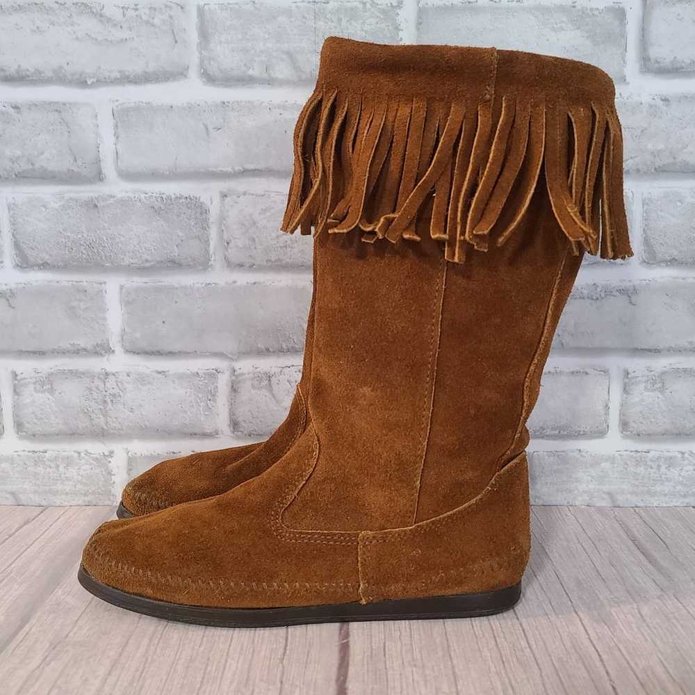 Minnetonka Brown Suede Leather Moccasin Boots Wes… - image 4