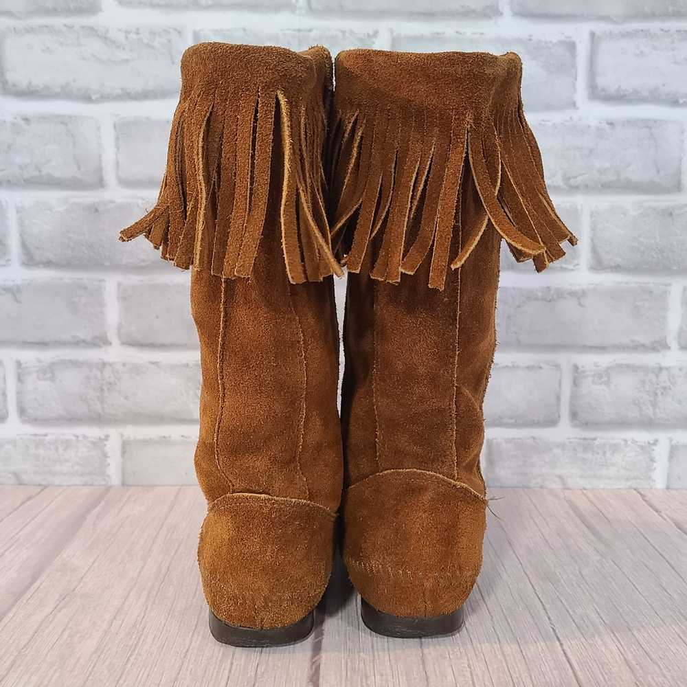 Minnetonka Brown Suede Leather Moccasin Boots Wes… - image 5