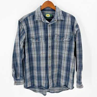 Cabelas Cabelas Blue Gray Plaid Heavyweight flanne