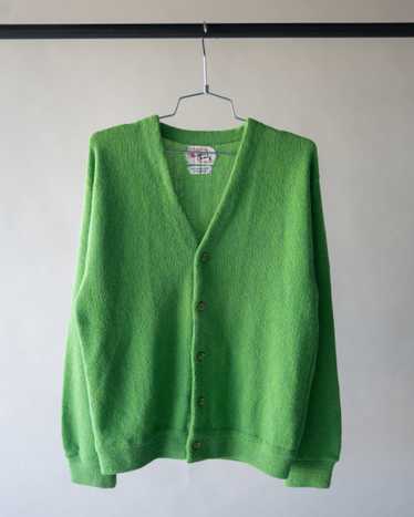 60's Light Green Mohair Cardigan - Large