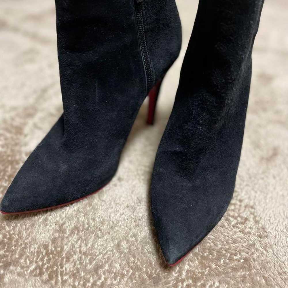 Diana Black Suede Pointed Toe High Heel Boots - image 1