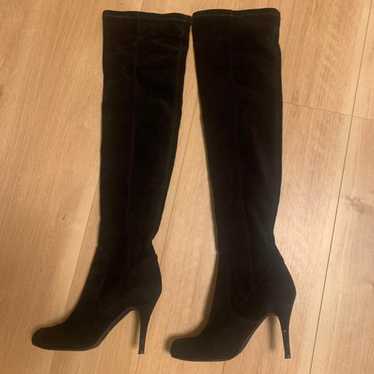 Black Suede Knee-High Boots