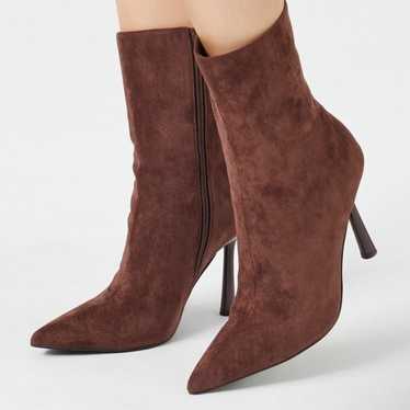 Faux Suede Pointed Stiletto Booties