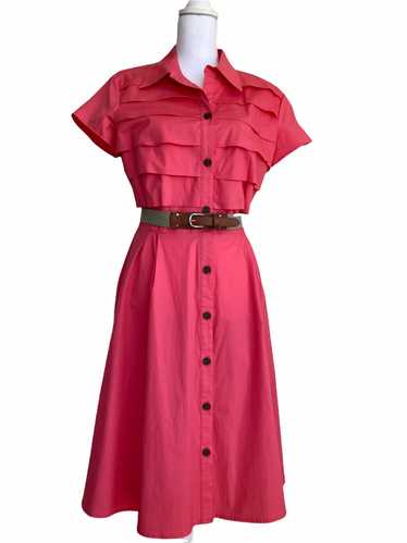 Liz Claiborne Vintage Coral Belted Shirt Dress, 12