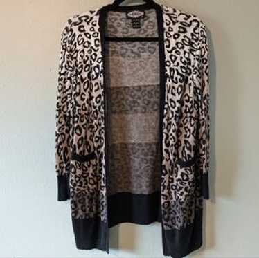 Oliver Leopard Print Multi Color Open Knit Cardig… - image 1