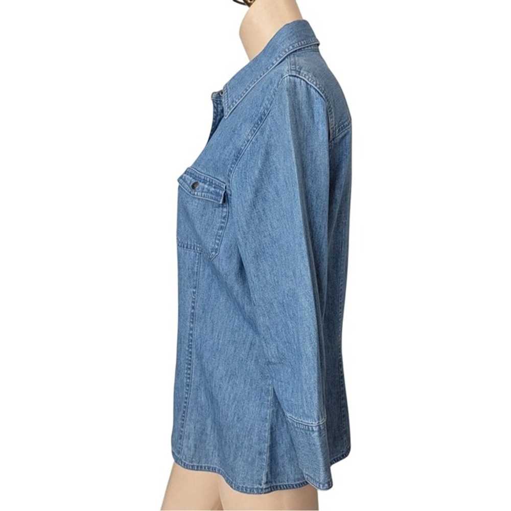 Vintage Blue Denim Shirt Snap Front Shirt Womens … - image 2