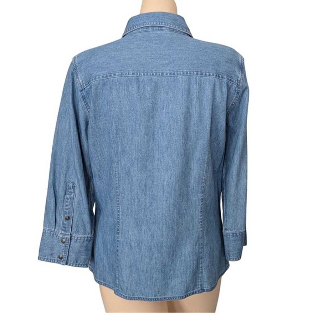 Vintage Blue Denim Shirt Snap Front Shirt Womens … - image 3