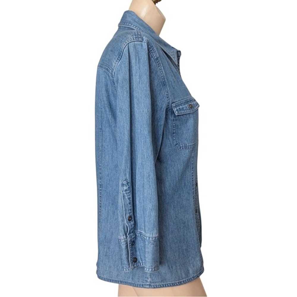 Vintage Blue Denim Shirt Snap Front Shirt Womens … - image 4