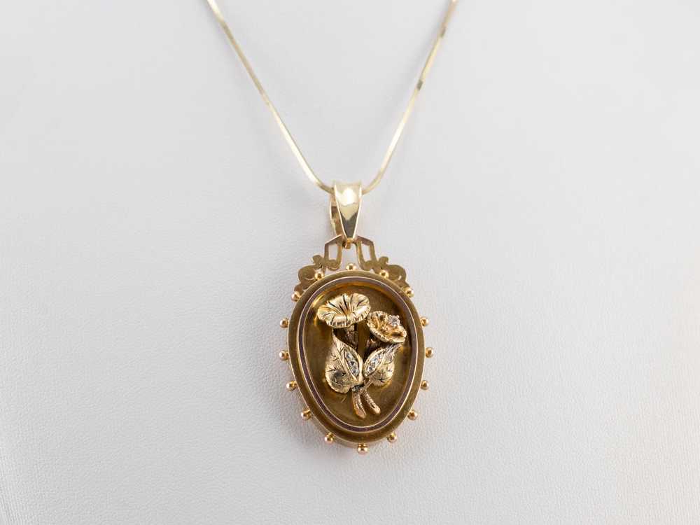 Antique Rose Cut Diamond Floral Locket - image 9