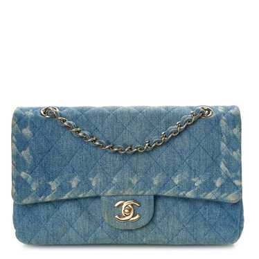 CHANEL Denim Quilted Medium Double Flap Blue