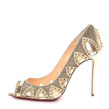 CHRISTIAN LOUBOUTIN Glitter Silk Nappa Spiked Circ