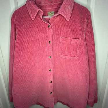 Vintage 90’s L.L. Bean Pink Western Corduroy Shac… - image 1