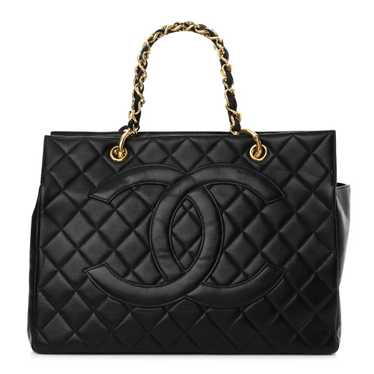 CHANEL Lambskin Quilted Timeless CC Tote Black