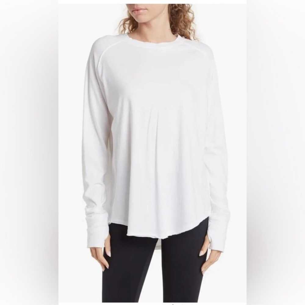 Zella Vintage Wash Relaxed Long Sleeve Tee White … - image 1