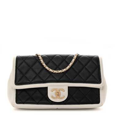 CHANEL Calfskin Quilted Medium Graphic Flap Black… - image 1