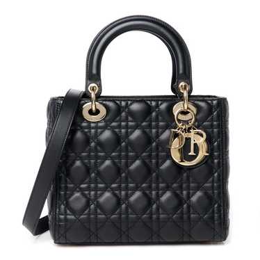 CHRISTIAN DIOR Lambskin Cannage Medium Lady Dior … - image 1