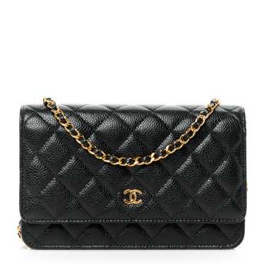 CHANEL Caviar Quilted Wallet on Chain WOC Black - image 1