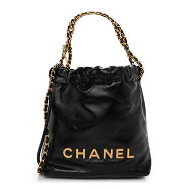 CHANEL Shiny Calfskin Quilted Mini Chanel 22 Black