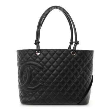 CHANEL Calfskin Quilted Large Cambon Tote Black