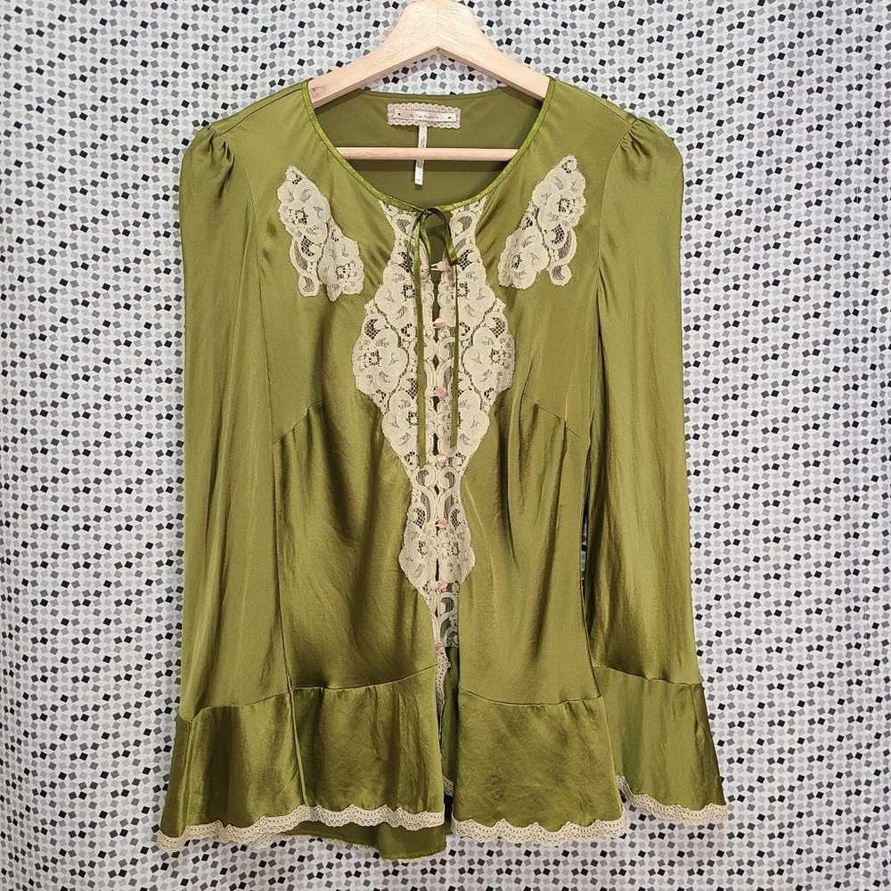 Free People 100% Silk Boho Fairy Blouse Size Sm - image 1