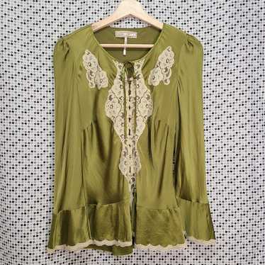 Free People 100% Silk Boho Fairy Blouse Size Sm - image 1