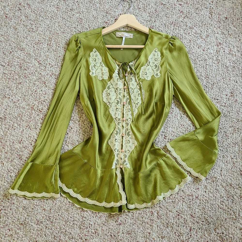 Free People 100% Silk Boho Fairy Blouse Size Sm - image 6