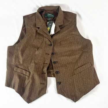 Lauren Ralph Laurenl Herringbone Wool Vest Waistc… - image 1