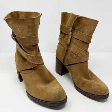 Clarks Brown Malvet Doris Suede Strappy Zipper Ank