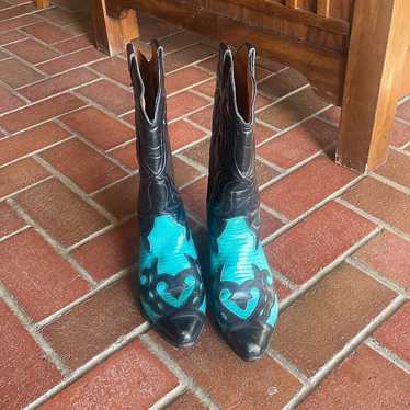 Teal & Black Cowboy Boots 6