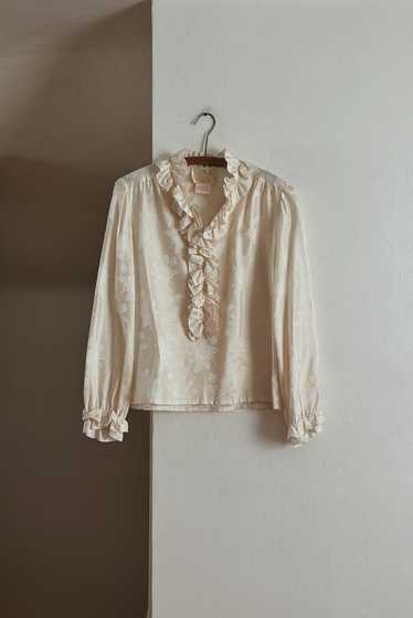 1990's ITALIAN SILK FLORAL POET SLEEVE BLOUSE