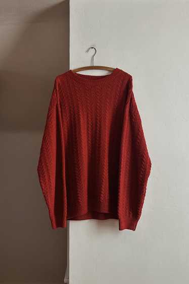 1990's OVERSIZED RED RAMIE COTTON KNIT JUMPER