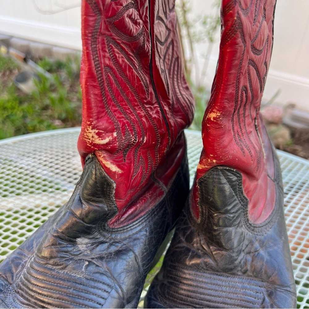 Nocona 80s Nocona Black Red Buckaroo Cowboy Weste… - image 2