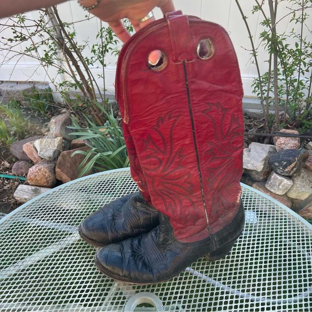 Nocona 80s Nocona Black Red Buckaroo Cowboy Weste… - image 4