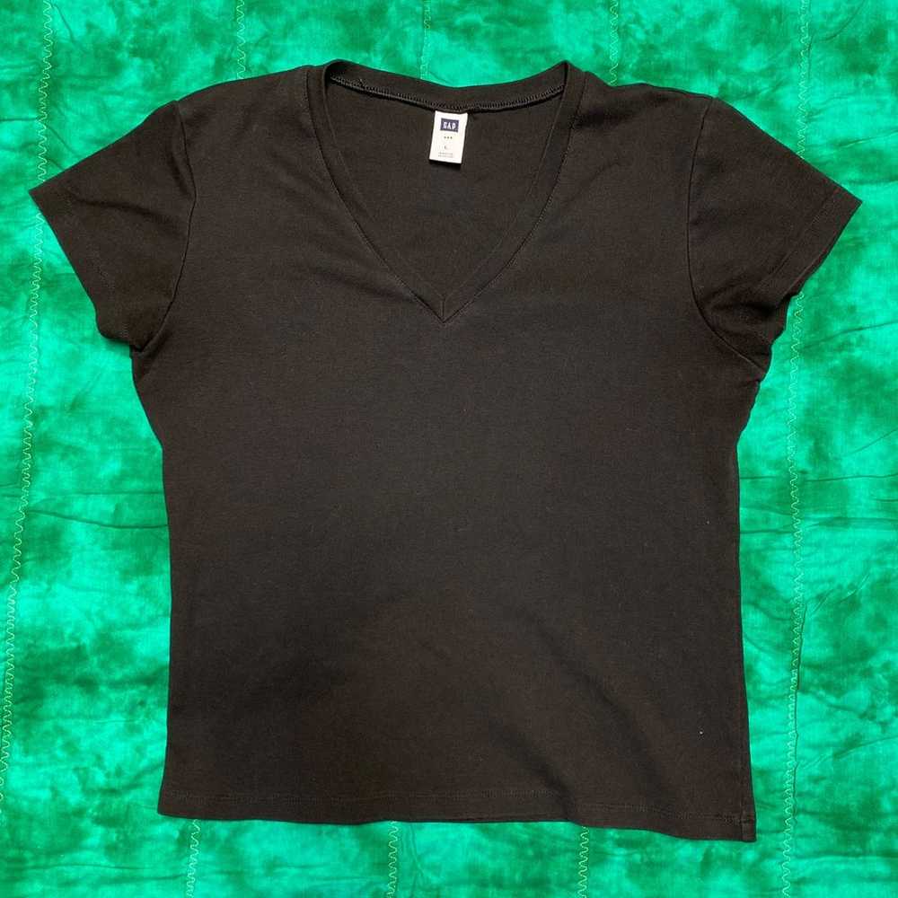 Gap V Neck Black L Large Shirt Women - image 1