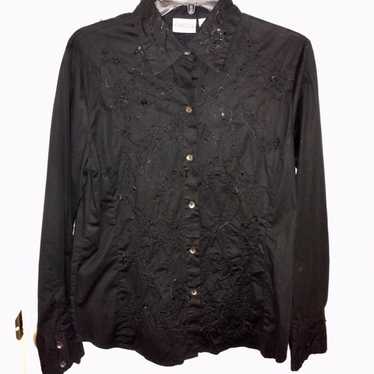 Chicos black embroidered sequence blouse