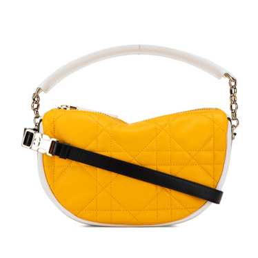 Yellow Dior Small Lambskin Cannage Dior Vibe Hobo 