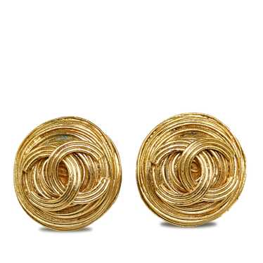 Gold Chanel CC Clip-on Earrings