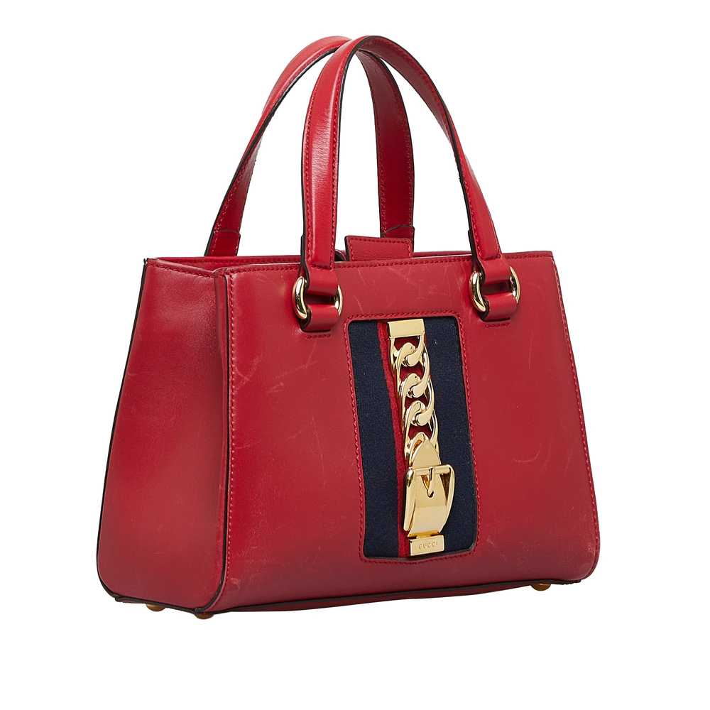 Red Gucci Sylvie Web Top Handle Satchel - image 2