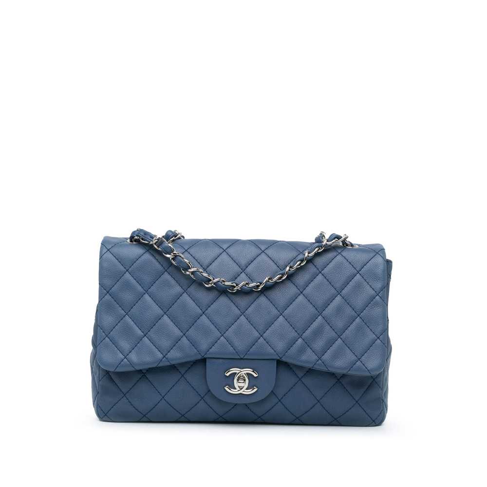 Blue Chanel Jumbo Classic Caviar Single Flap Bag - image 1